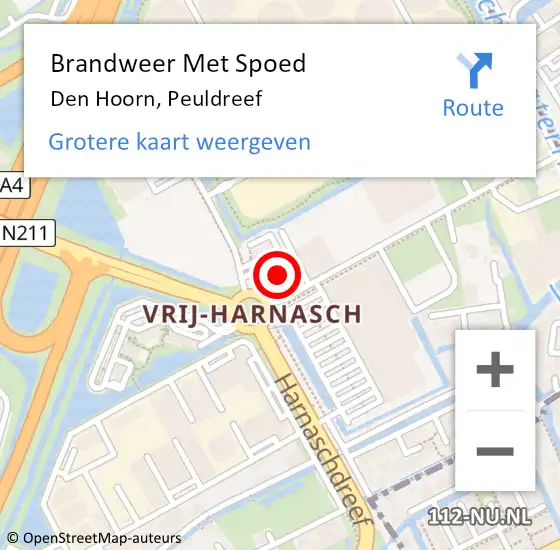 Locatie op kaart van de 112 melding: Brandweer Met Spoed Naar Den Hoorn, Peuldreef op 31 mei 2023 21:51