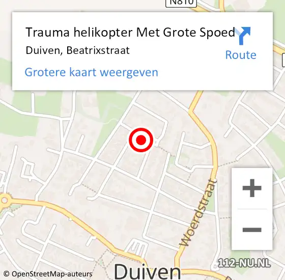Locatie op kaart van de 112 melding: Trauma helikopter Met Grote Spoed Naar Duiven, Beatrixstraat op 31 mei 2023 22:01
