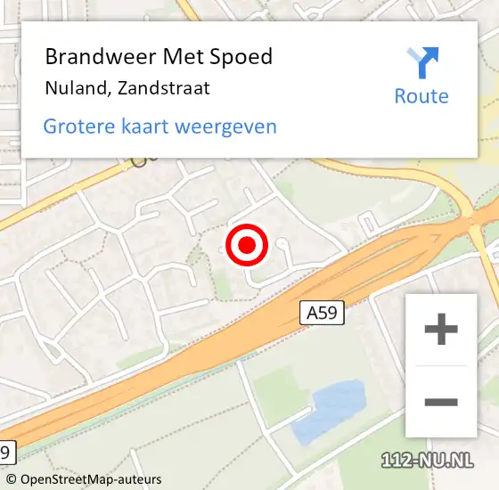 Locatie op kaart van de 112 melding: Brandweer Met Spoed Naar Nuland, Zandstraat op 31 mei 2023 22:24