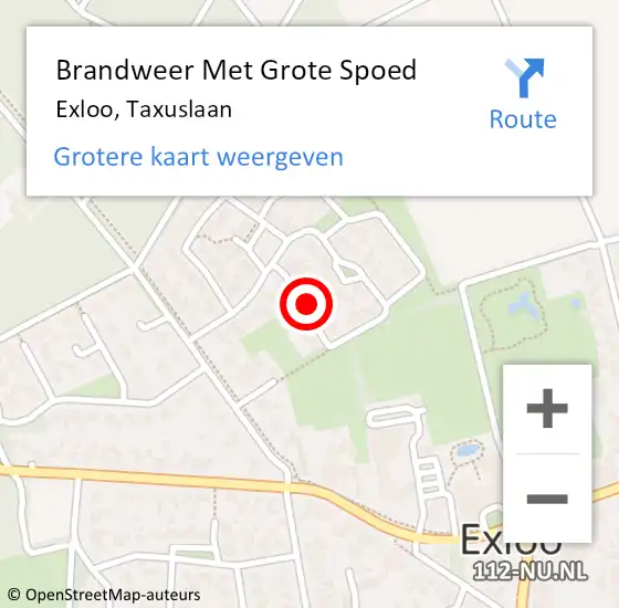 Locatie op kaart van de 112 melding: Brandweer Met Grote Spoed Naar Exloo, Taxuslaan op 31 mei 2023 22:25