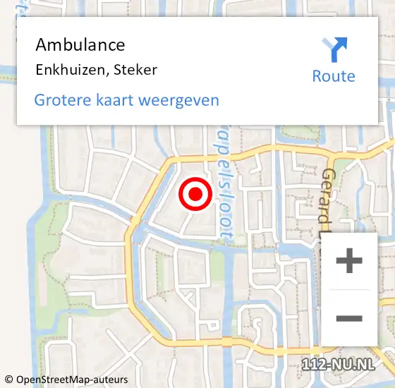 Locatie op kaart van de 112 melding: Ambulance Enkhuizen, Steker op 31 mei 2023 22:33