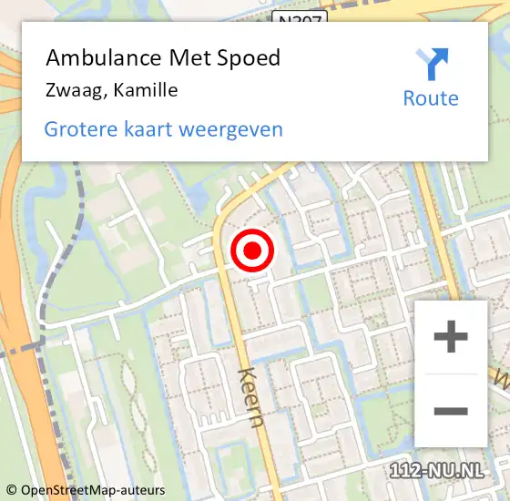 Locatie op kaart van de 112 melding: Ambulance Met Spoed Naar Zwaag, Kamille op 31 mei 2023 22:35