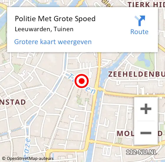 Locatie op kaart van de 112 melding: Politie Met Grote Spoed Naar Leeuwarden, Tuinen op 31 mei 2023 22:40