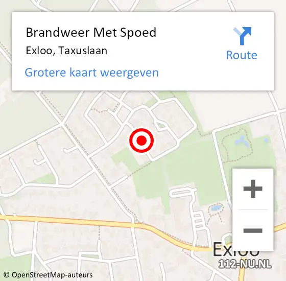 Locatie op kaart van de 112 melding: Brandweer Met Spoed Naar Exloo, Taxuslaan op 31 mei 2023 22:49