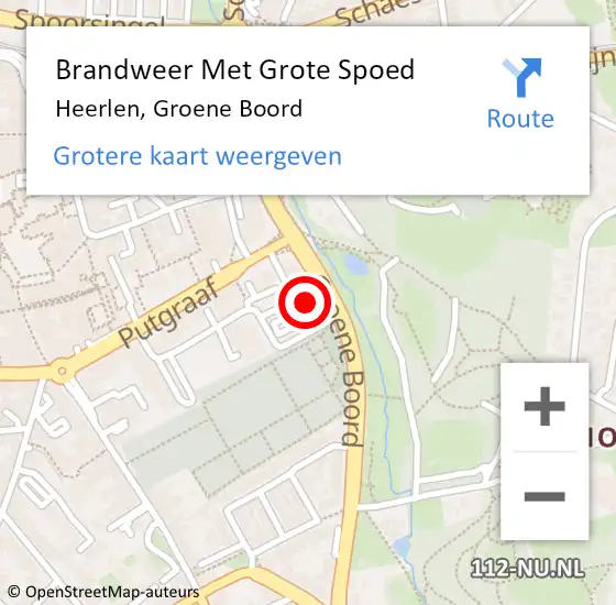 Locatie op kaart van de 112 melding: Brandweer Met Grote Spoed Naar Heerlen, Groene Boord op 31 mei 2023 23:14