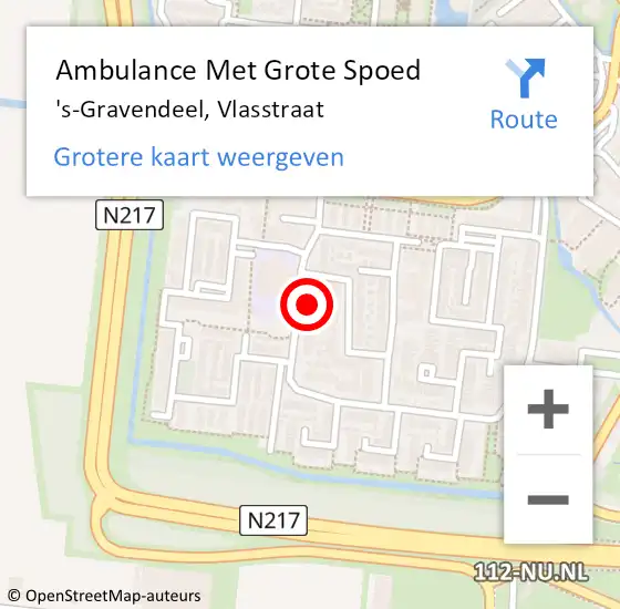 Locatie op kaart van de 112 melding: Ambulance Met Grote Spoed Naar 's-Gravendeel, Vlasstraat op 31 mei 2023 23:36