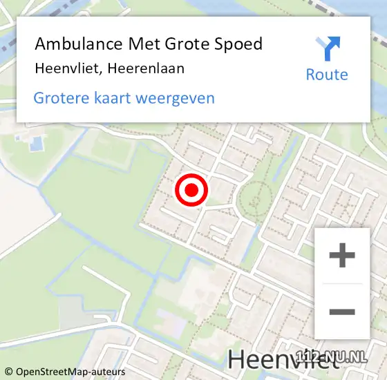 Locatie op kaart van de 112 melding: Ambulance Met Grote Spoed Naar Heenvliet, Heerenlaan op 1 juni 2023 00:02