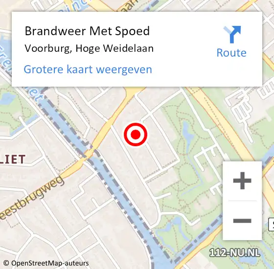 Locatie op kaart van de 112 melding: Brandweer Met Spoed Naar Voorburg, Hoge Weidelaan op 1 juni 2023 02:00