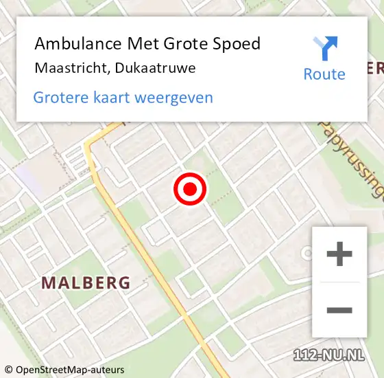 Locatie op kaart van de 112 melding: Ambulance Met Grote Spoed Naar Maastricht, Dukaatruwe op 12 oktober 2013 20:39