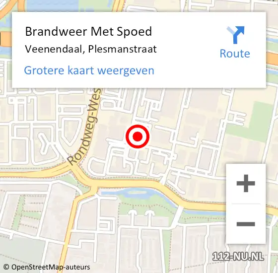 Locatie op kaart van de 112 melding: Brandweer Met Spoed Naar Veenendaal, Plesmanstraat op 1 juni 2023 02:37