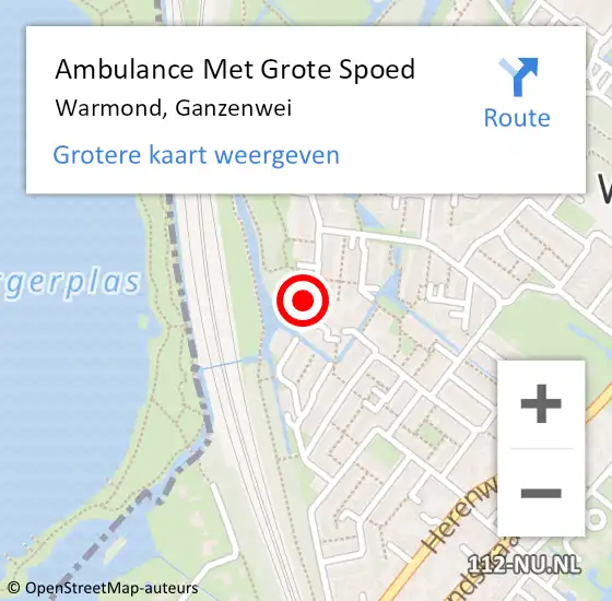 Locatie op kaart van de 112 melding: Ambulance Met Grote Spoed Naar Warmond, Ganzenwei op 1 juni 2023 02:40