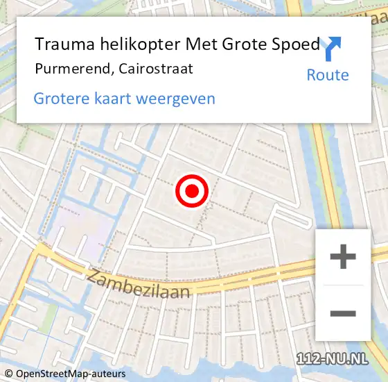 Locatie op kaart van de 112 melding: Trauma helikopter Met Grote Spoed Naar Purmerend, Cairostraat op 1 juni 2023 03:05