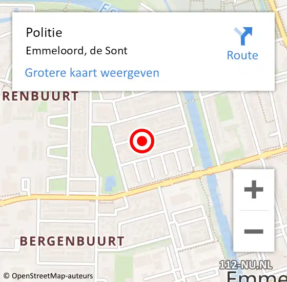 Locatie op kaart van de 112 melding: Politie Emmeloord, de Sont op 1 juni 2023 03:06