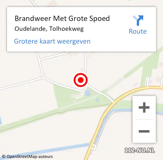 Locatie op kaart van de 112 melding: Brandweer Met Grote Spoed Naar Oudelande, Tolhoekweg op 1 juni 2023 03:32