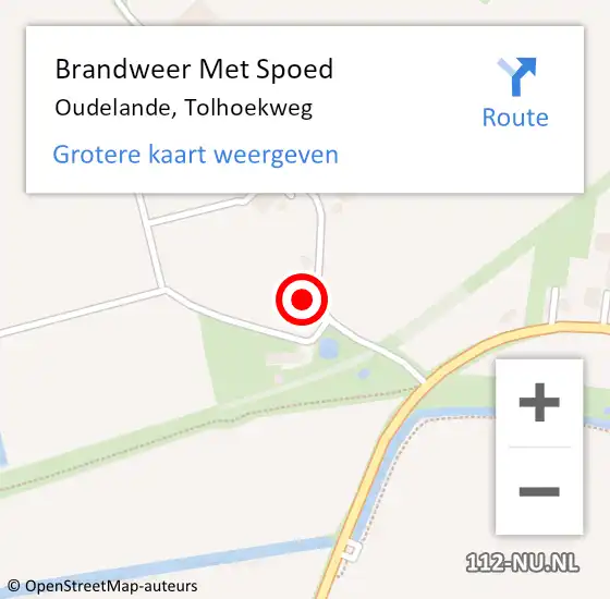 Locatie op kaart van de 112 melding: Brandweer Met Spoed Naar Oudelande, Tolhoekweg op 1 juni 2023 04:40