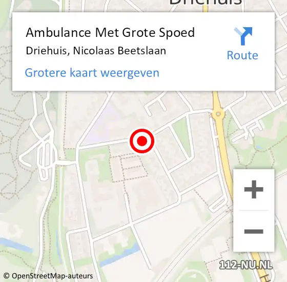 Locatie op kaart van de 112 melding: Ambulance Met Grote Spoed Naar Driehuis, Nicolaas Beetslaan op 1 juni 2023 06:07