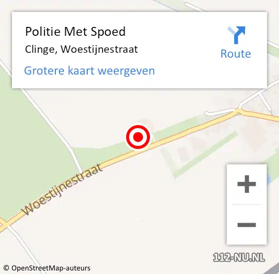 Locatie op kaart van de 112 melding: Politie Met Spoed Naar Clinge, Woestijnestraat op 1 juni 2023 07:00
