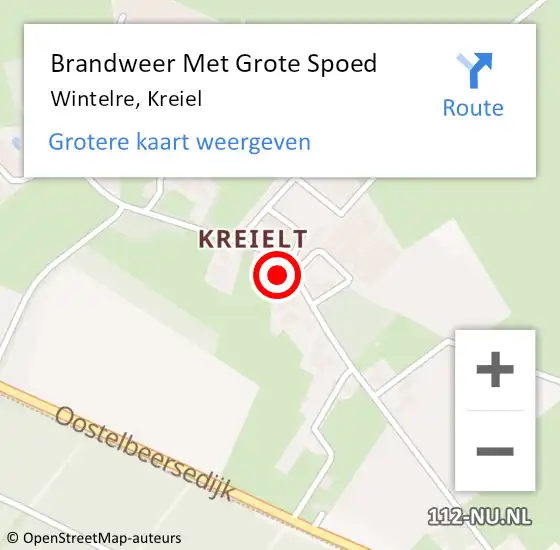 Locatie op kaart van de 112 melding: Brandweer Met Grote Spoed Naar Wintelre, Kreiel op 1 juni 2023 07:28