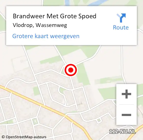 Locatie op kaart van de 112 melding: Brandweer Met Grote Spoed Naar Vlodrop, Wassemweg op 1 juni 2023 07:51