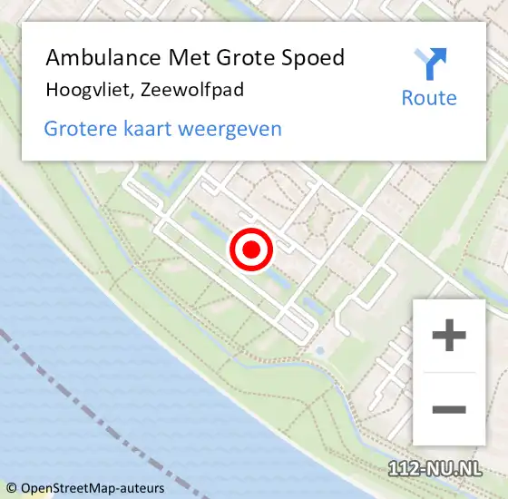 Locatie op kaart van de 112 melding: Ambulance Met Grote Spoed Naar Hoogvliet, Zeewolfpad op 1 juni 2023 08:07