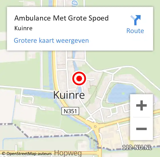 Locatie op kaart van de 112 melding: Ambulance Met Grote Spoed Naar Kuinre op 1 juni 2023 08:17