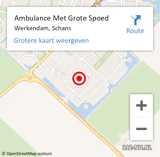 Locatie op kaart van de 112 melding: Ambulance Met Grote Spoed Naar Werkendam, Schans op 1 juni 2023 08:22