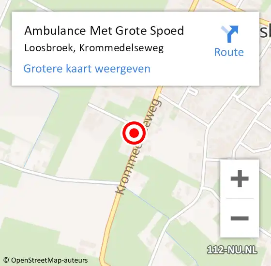 Locatie op kaart van de 112 melding: Ambulance Met Grote Spoed Naar Loosbroek, Krommedelseweg op 27 augustus 2014 12:52