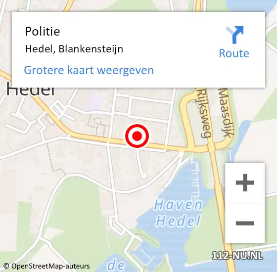 Locatie op kaart van de 112 melding: Politie Hedel, Blankensteijn op 1 juni 2023 09:06