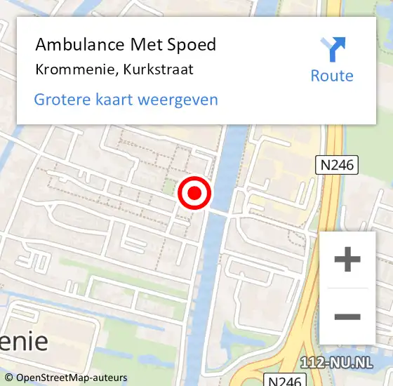 Locatie op kaart van de 112 melding: Ambulance Met Spoed Naar Krommenie, Kurkstraat op 1 juni 2023 09:16