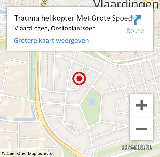 Locatie op kaart van de 112 melding: Trauma helikopter Met Grote Spoed Naar Vlaardingen, Orelioplantsoen op 1 juni 2023 09:22