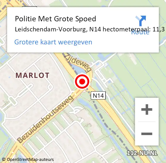 Locatie op kaart van de 112 melding: Politie Met Grote Spoed Naar Leidschendam-Voorburg, N14 hectometerpaal: 11,3 op 1 juni 2023 09:25