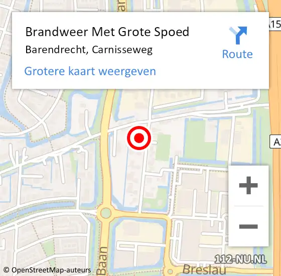 Locatie op kaart van de 112 melding: Brandweer Met Grote Spoed Naar Barendrecht, Carnisseweg op 1 juni 2023 10:33