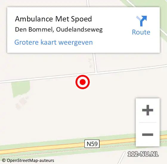 Locatie op kaart van de 112 melding: Ambulance Met Spoed Naar Den Bommel, Oudelandseweg op 1 juni 2023 10:43