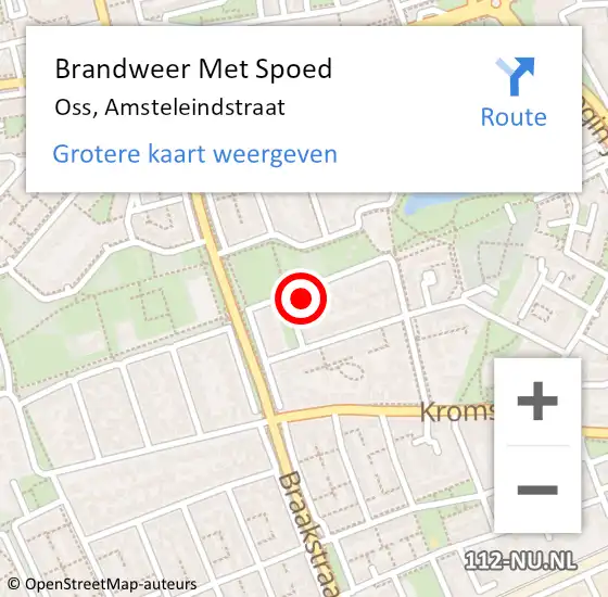 Locatie op kaart van de 112 melding: Brandweer Met Spoed Naar Oss, Amsteleindstraat op 1 juni 2023 10:49