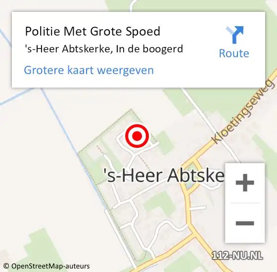 Locatie op kaart van de 112 melding: Politie Met Grote Spoed Naar 's-Heer Abtskerke, In de boogerd op 1 juni 2023 10:54