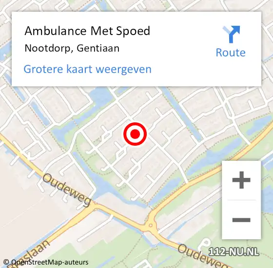 Locatie op kaart van de 112 melding: Ambulance Met Spoed Naar Nootdorp, Gentiaan op 1 juni 2023 11:01