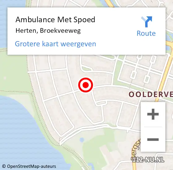 Locatie op kaart van de 112 melding: Ambulance Met Spoed Naar Herten, Broekveeweg op 1 juni 2023 11:20