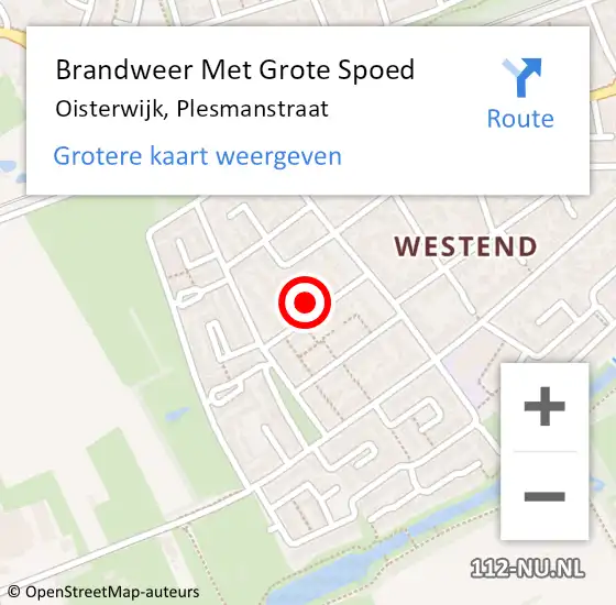 Locatie op kaart van de 112 melding: Brandweer Met Grote Spoed Naar Oisterwijk, Plesmanstraat op 1 juni 2023 12:15