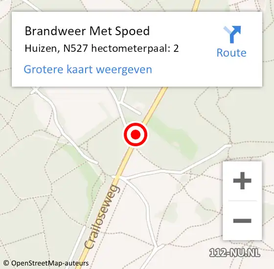 Locatie op kaart van de 112 melding: Brandweer Met Spoed Naar Huizen, N527 hectometerpaal: 2 op 1 juni 2023 12:21