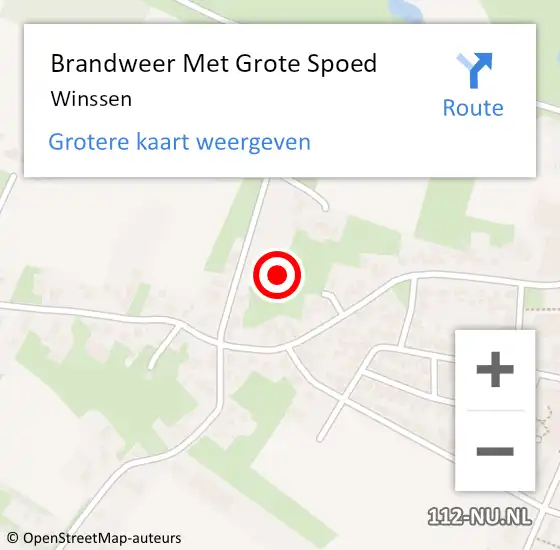 Locatie op kaart van de 112 melding: Brandweer Met Grote Spoed Naar Winssen op 1 juni 2023 12:27