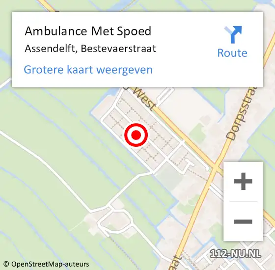 Locatie op kaart van de 112 melding: Ambulance Met Spoed Naar Assendelft, Bestevaerstraat op 1 juni 2023 13:07