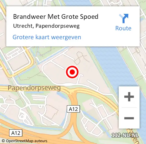 Locatie op kaart van de 112 melding: Brandweer Met Grote Spoed Naar Utrecht, Papendorpseweg op 1 juni 2023 13:26