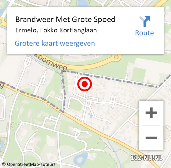 Locatie op kaart van de 112 melding: Brandweer Met Grote Spoed Naar Ermelo, Fokko Kortlanglaan op 1 juni 2023 13:51