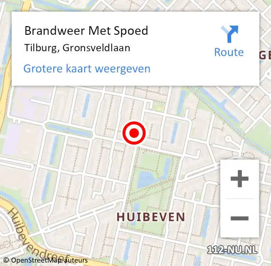 Locatie op kaart van de 112 melding: Brandweer Met Spoed Naar Tilburg, Gronsveldlaan op 1 juni 2023 13:52