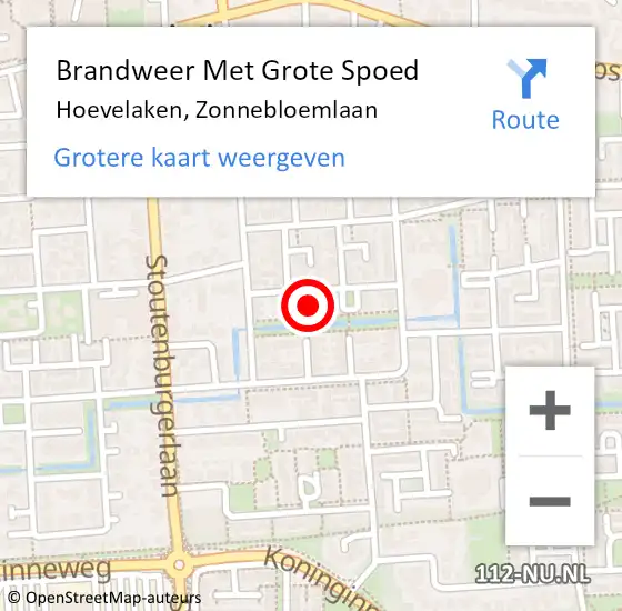 Locatie op kaart van de 112 melding: Brandweer Met Grote Spoed Naar Hoevelaken, Zonnebloemlaan op 1 juni 2023 13:56