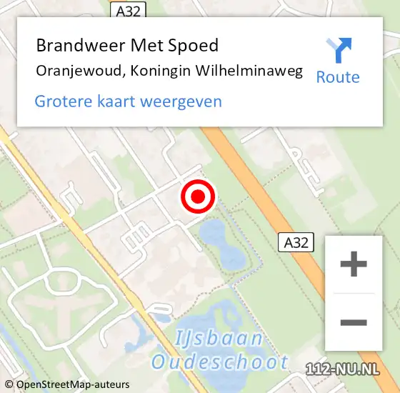 Locatie op kaart van de 112 melding: Brandweer Met Spoed Naar Oranjewoud, Koningin Wilhelminaweg op 1 juni 2023 14:15
