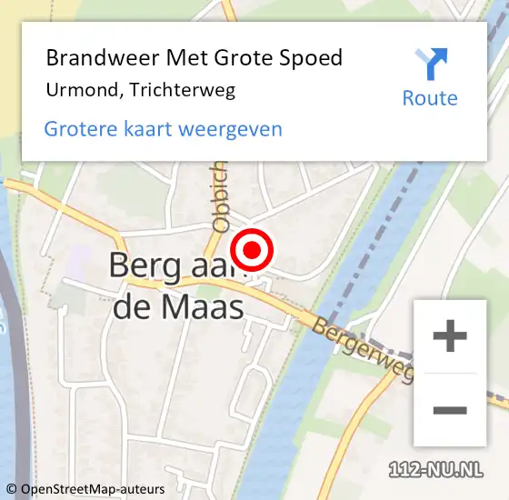 Locatie op kaart van de 112 melding: Brandweer Met Grote Spoed Naar Urmond, Trichterweg op 1 juni 2023 14:27