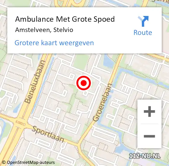 Locatie op kaart van de 112 melding: Ambulance Met Grote Spoed Naar Amstelveen, Stelvio op 1 juni 2023 14:36