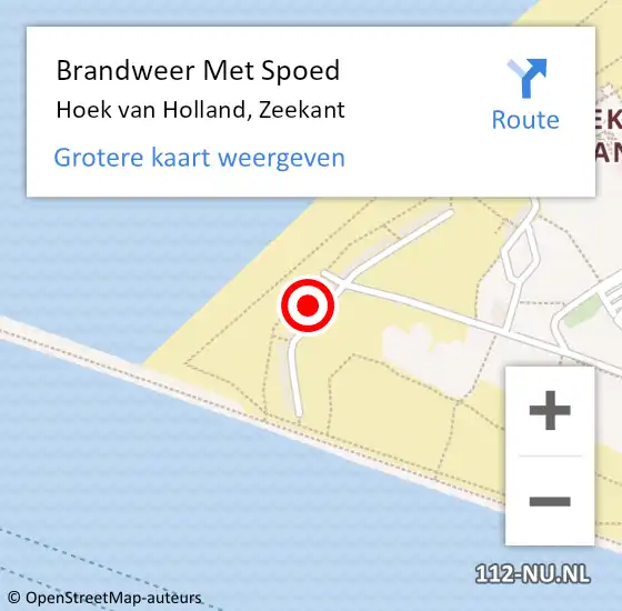 Locatie op kaart van de 112 melding: Brandweer Met Spoed Naar Hoek van Holland, Zeekant op 1 juni 2023 14:40