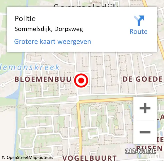 Locatie op kaart van de 112 melding: Politie Sommelsdijk, Dorpsweg op 1 juni 2023 15:20
